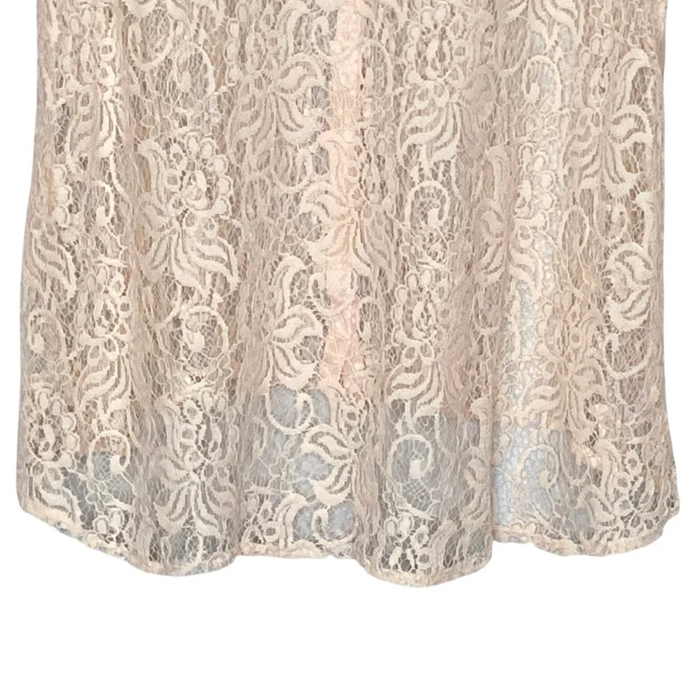 Sheer Floral Lace Top Womens Size L Peach Coquette Cottage Festival Shabby Chic - Picture 7 of 9